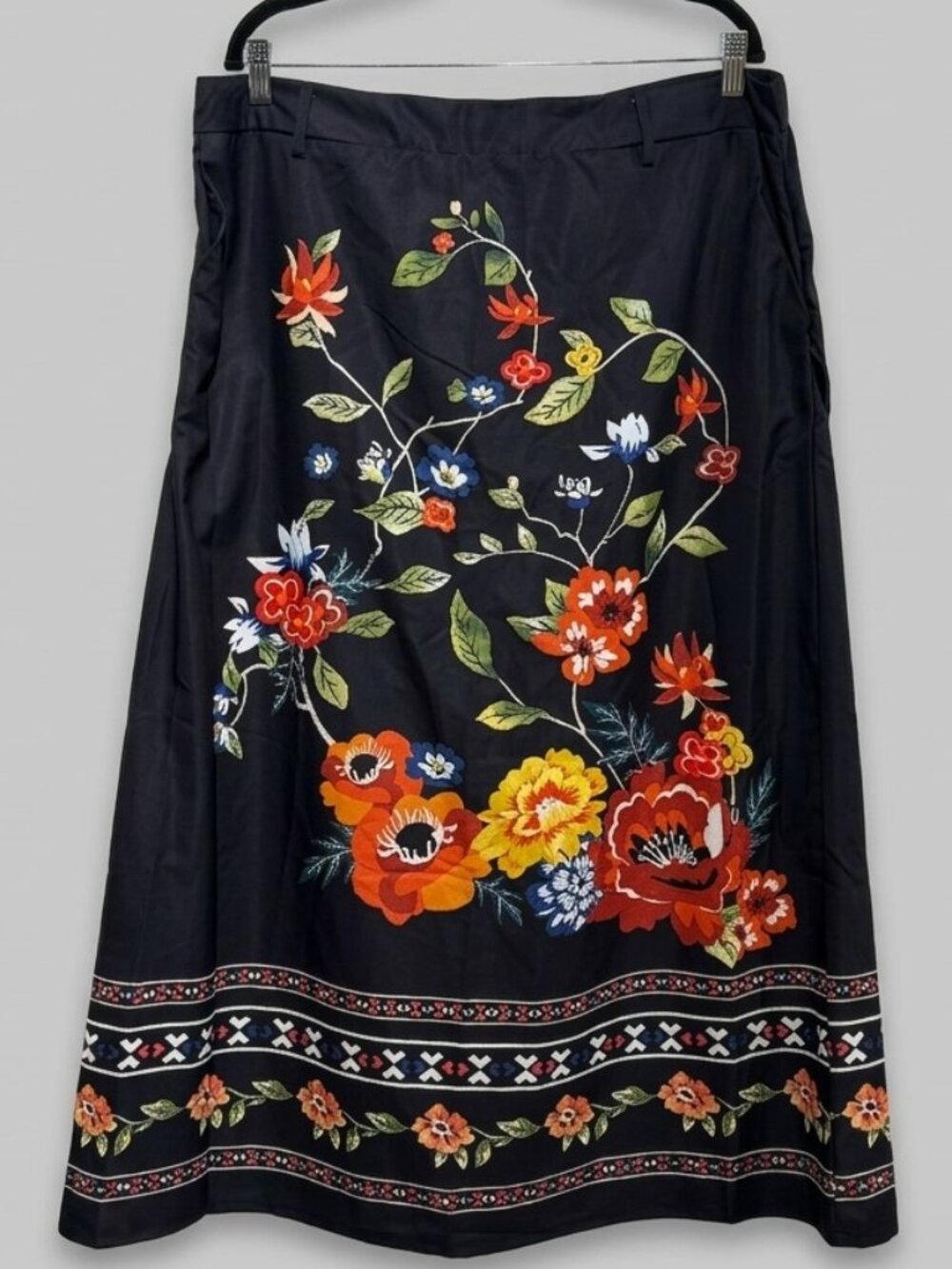Black Floral Maxi Skirt 2X - Picture 4 of 9